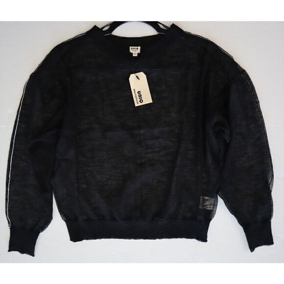 UNIQ SW-70617 Women's Sz Small/Medium Black Sheer Long Sleeve Sweater - Picture 6 of 7